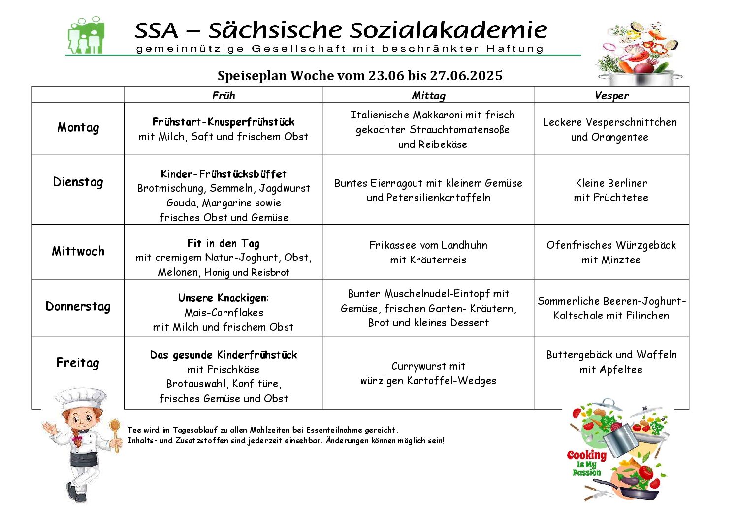 Speiseplan KW 26