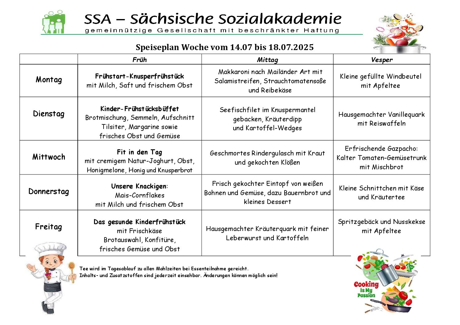 Speiseplan KW 29